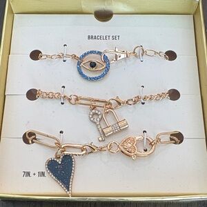 Steve Madden Gold Bracelet Set with Blue Accents